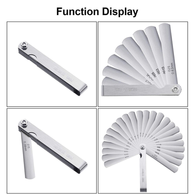 Stainless Steel Feeler Gauge Dual Marked Metric and Imperial Gap Measuring Tool (0.02-1.00 mm, 17 Blades)