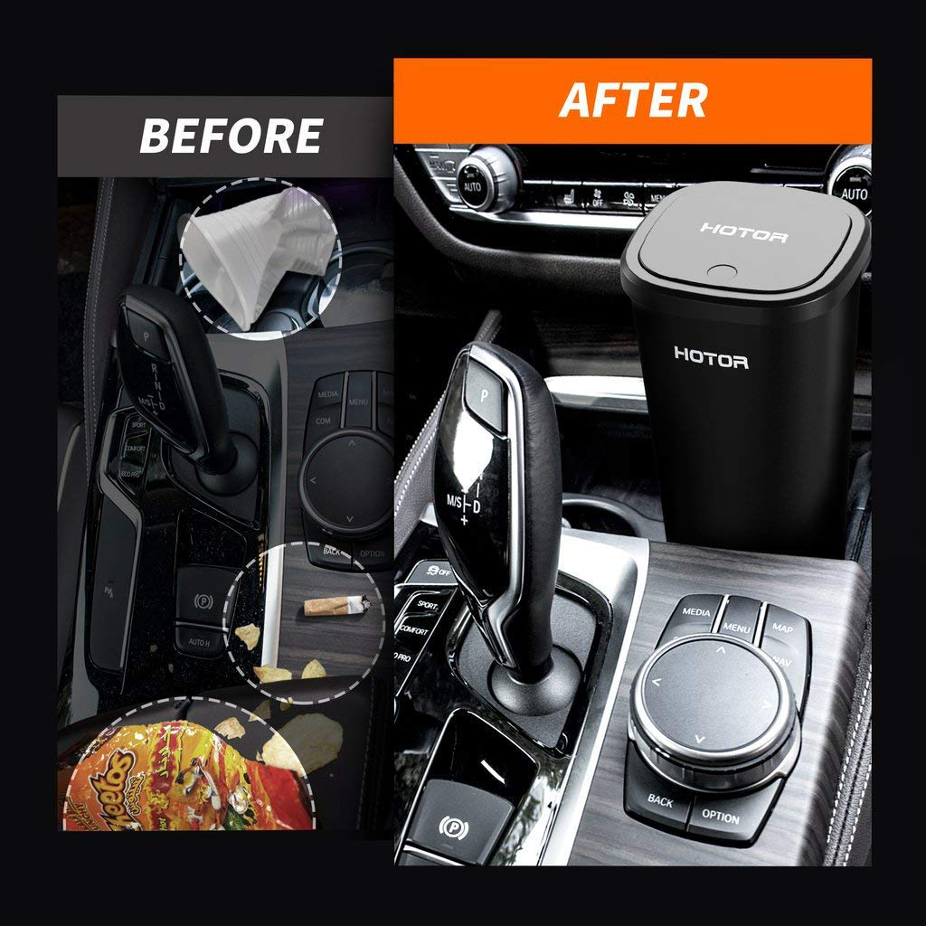 Car Trash Can, HOTOR Car Trash Cup with 30 Additional Car Trash Bags for Exclusive Using, Multipurpose Trash Can for Car, Office & Home to Meet Various Needs - 2 Packs