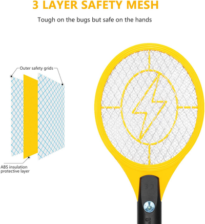 Electric Fly Swatter, Mini Bug Zapper Rechargeable for Mosquito, Flies Killer for Pest Control Indoor and Outdoor, 3800 Volt Power and Triple-Layer Safety Mesh, USB Charging, Bug Zapper Racket Insect