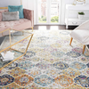 Safavieh Madison Collection MAD611B Boho Chic Floral Medallion Trellis Distressed Non-Shedding Living Room Bedroom Area Rug, 5'3" x 5'3" Square, Cream / Multi