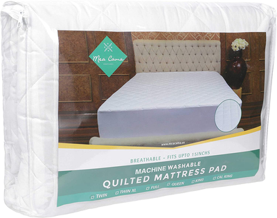 Mea Cama Quilted Mattress Topper Pad Fitted Cover - Fits 16 inch Deep Mattress (King)