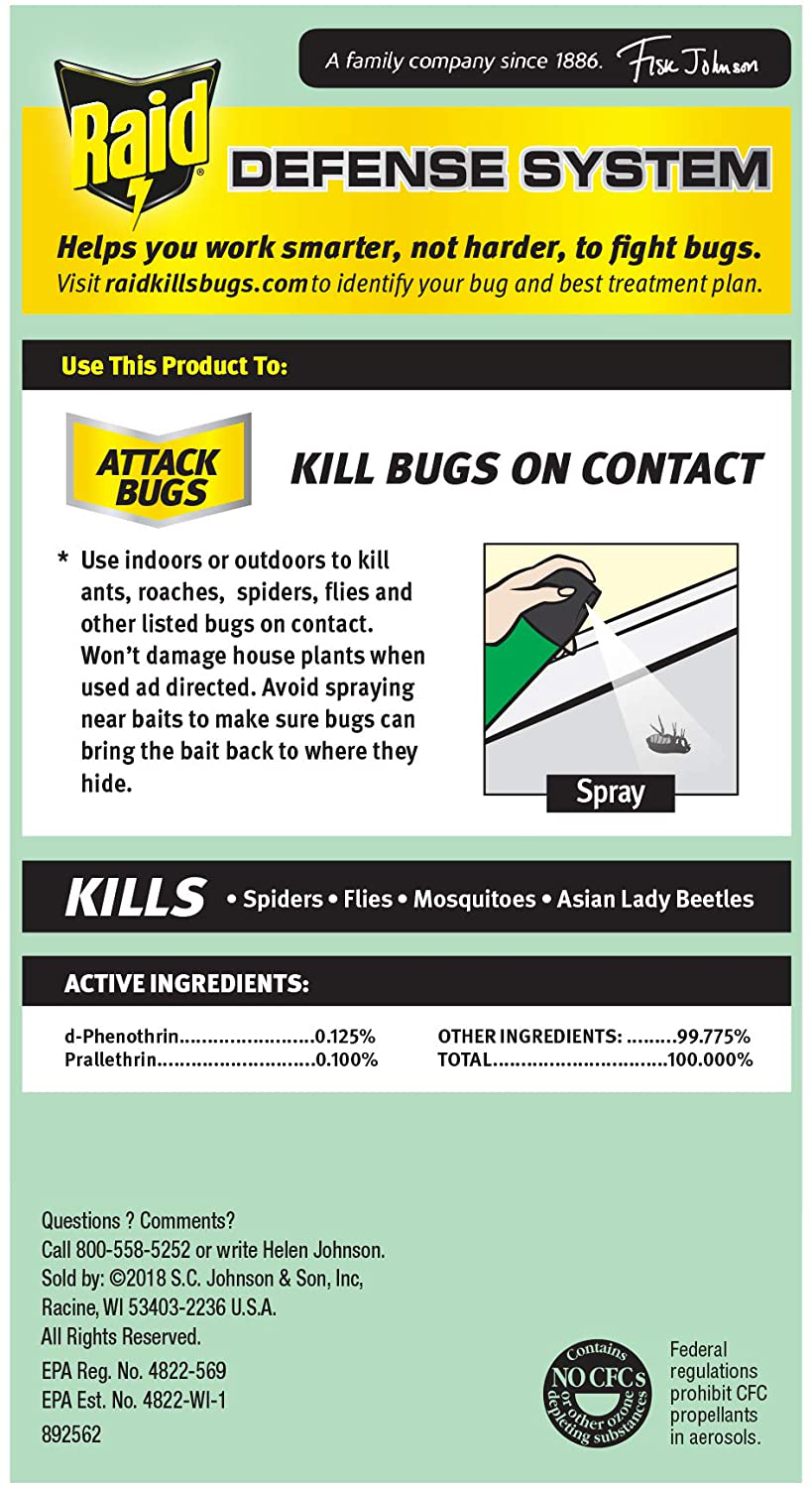 Raid House & Garden Insect Killer Spray, for Listed Ant, Roach, Spider, for Indoor & Outdoor Use, Orange Scent (11 Ounce (Pack of 1)