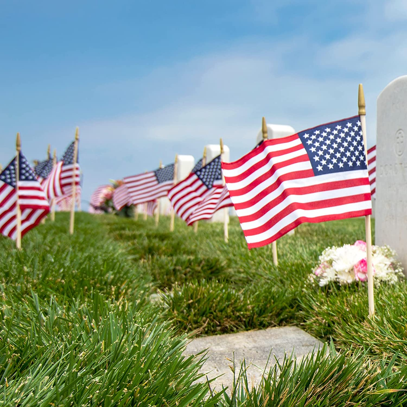 12 Pack Small American Flags on Stick - 4x6 Inches each 