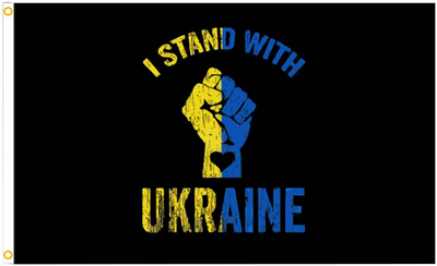 I Stand with Ukraine 3x5ft Flag - Polyester Black Double Sided with Brass Grommets