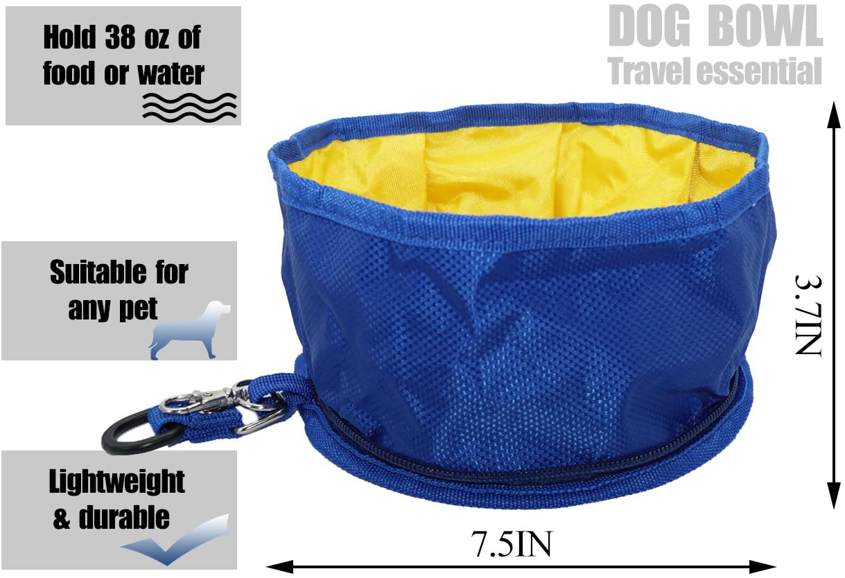 Kalining Large Portable Dog Bowl Collapsible for Food and Water,Dog Travel Bowl Polyester Dish Suitable Poodle/Husky/Alaska,Foldable Pet Bowl Great for 2019 Climbing Hiking Camping