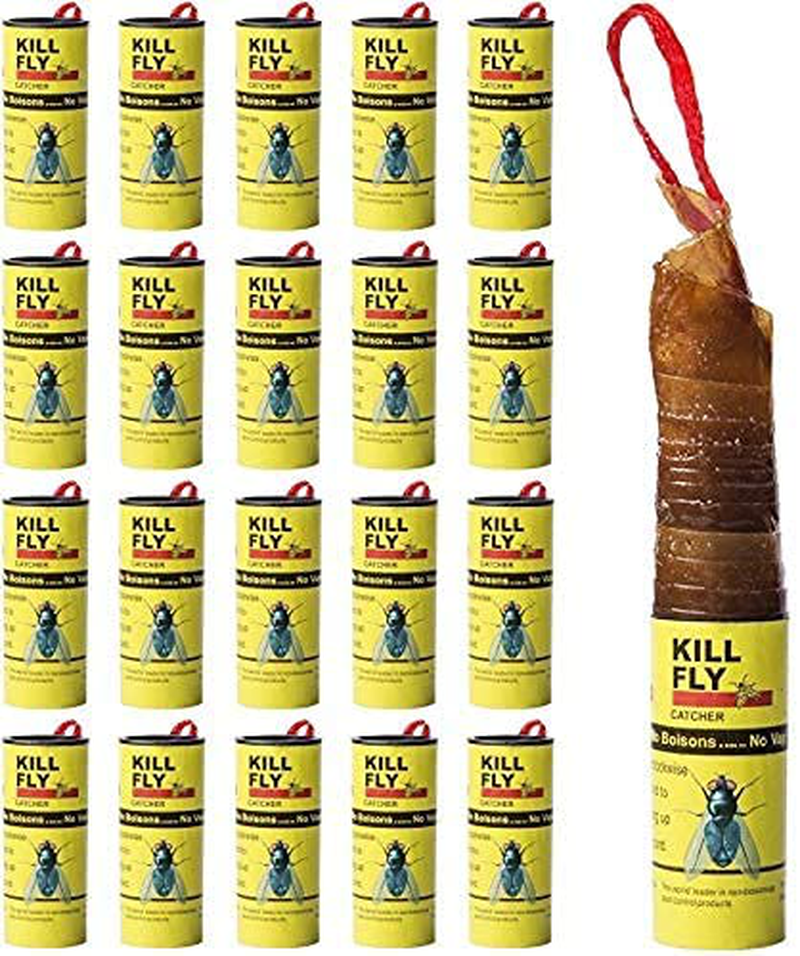 20 Pack Sticky Fly Paper Roll Indoor, Fly Tape Ribbon, Fruit Fly Traps hanging Fruit Fly Strips Catcher Gnat Fungus Trap Killer