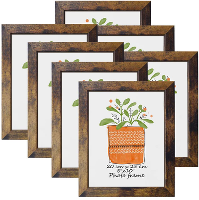 PETAFLOP 5x7 Frame Rustic Picture Frames Fits 5 by 7 Inch Photo Wall Tabletop Display, 7 Pack