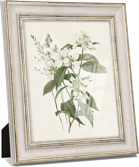 Sonefreiy Picture Frame 8x10 White Gold Vintage Antique Retro Photo Frame Desk and Wall Hanging Family Friends Wedding Gift