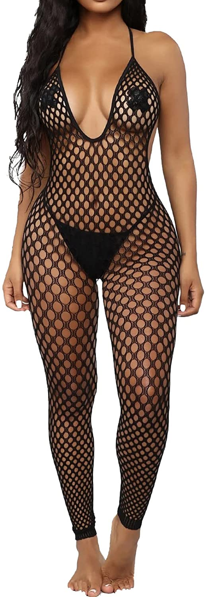 Women's Fishnet Bodystocking Crotchless Bodysuit 