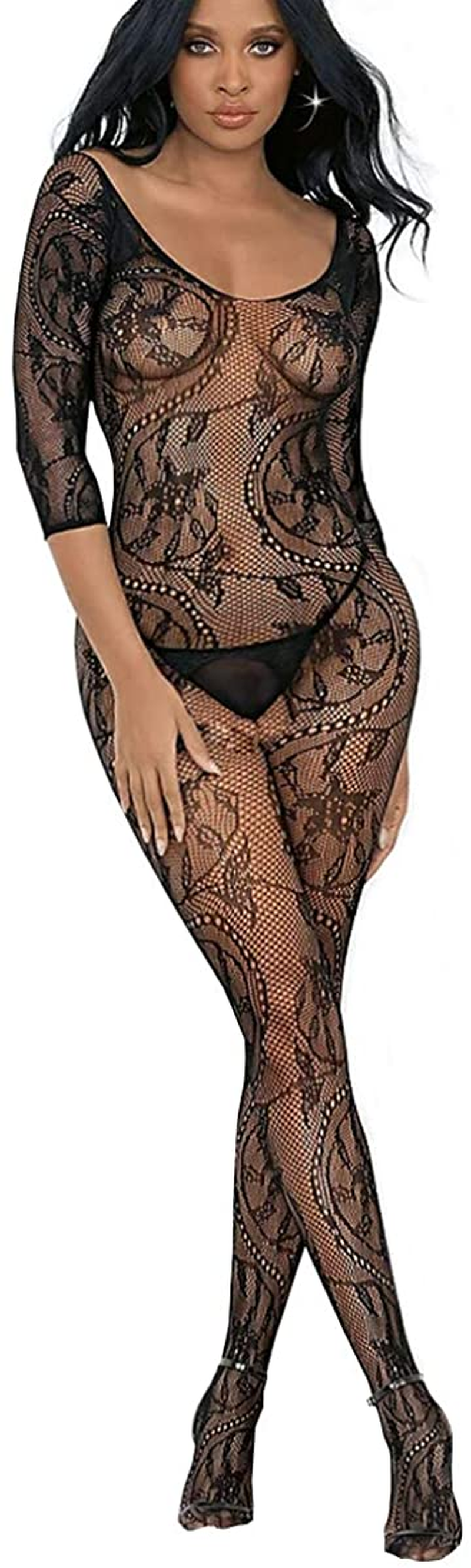 Women's Fishnet Bodystocking Crotchless Bodysuit 