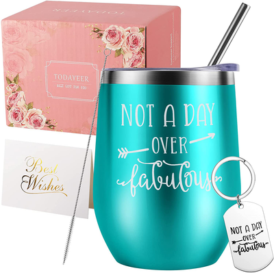 Unique Gifts for Women, Birthday Gifts for Friends Female Wife, Stainless Steel Insulated Wine Tumblers with Lid and Keychains Gifts Set for Friends Female Women Sister