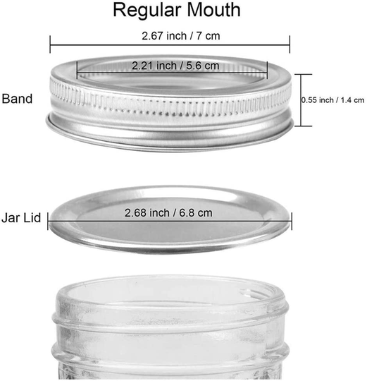 24Pcs Regular Mouth Canning Lids and Rings Stainless Steel Mason jar lids Reusable Leak Proof Split-Type Silver Lids with Silicone Seals Rings (70mm)