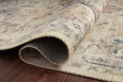 Loloi II Hathaway HTH-05 Printed Steel Ivory Vintage Distressed Oriental Area Rug 2'-0" x 5'-0"