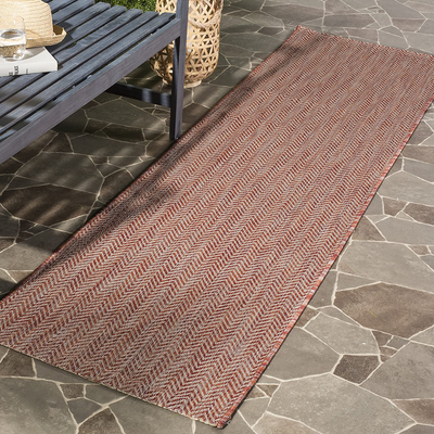Safavieh Courtyard Collection CY8022 Indoor/ Outdoor Non-Shedding Stain Resistant Patio Backyard Runner, 2'3" x 10' , Red / Beige