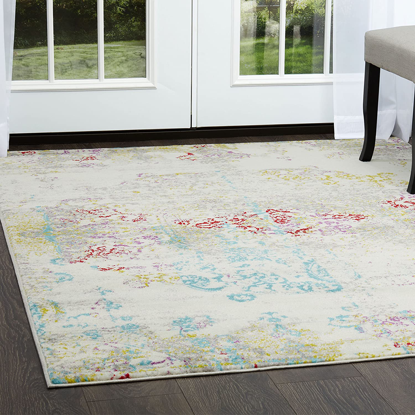 Home Dynamix Boho Makenna Rug, 6'6"x9'6" Rectangle, Ivory/Red/Blue