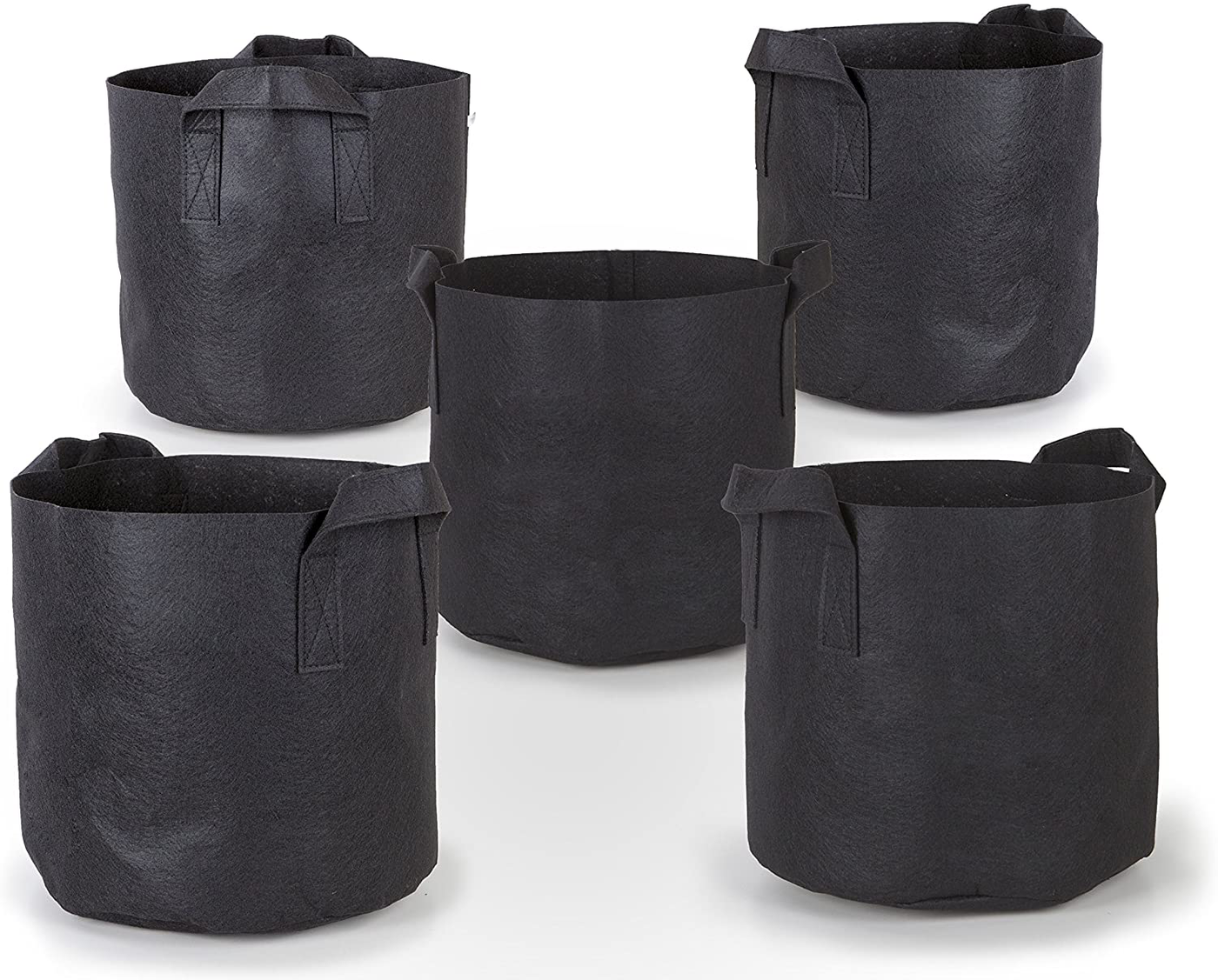 5-Pack Black Grow Bags Aeration Fabric Pots with Handles