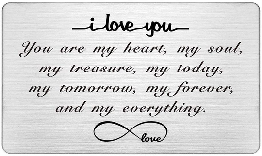 Engraved Wallet Insert Card, I Love You Forever, Anniversary Card Gifts, Soulmate Gifts for Him Her, Gifts for Boyfriend Husband, Valentine's Gifts for Men, Christmas Presents