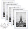 upsimples 11x17 Picture Frame Set of 5,Display Pictures 9x15 with Mat or 11x17 Without Mat,Wall Gallery Photo Frames,White