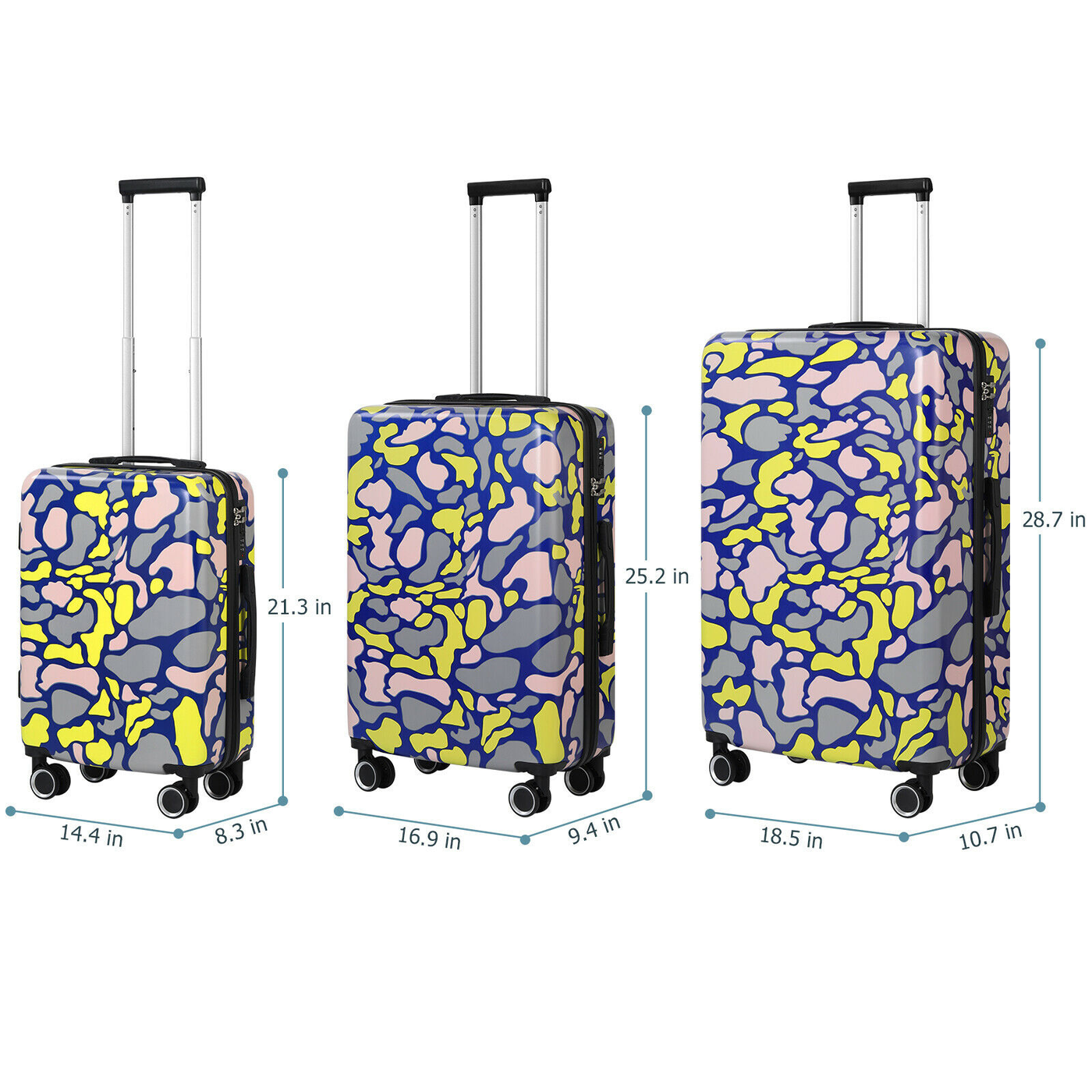 3PCS Luggage Sets HardShell  PC+ABS Spinner 20/24/28in 