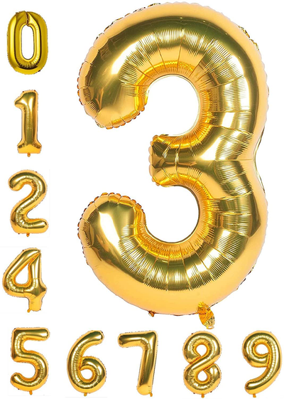 40 Inch Gold Large Number Balloons - Foil Mylar  Decorations