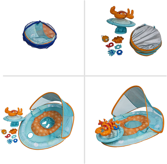 SwimWays Inflatable Baby Spring Octopus Pool Float Activity Center with Canopy