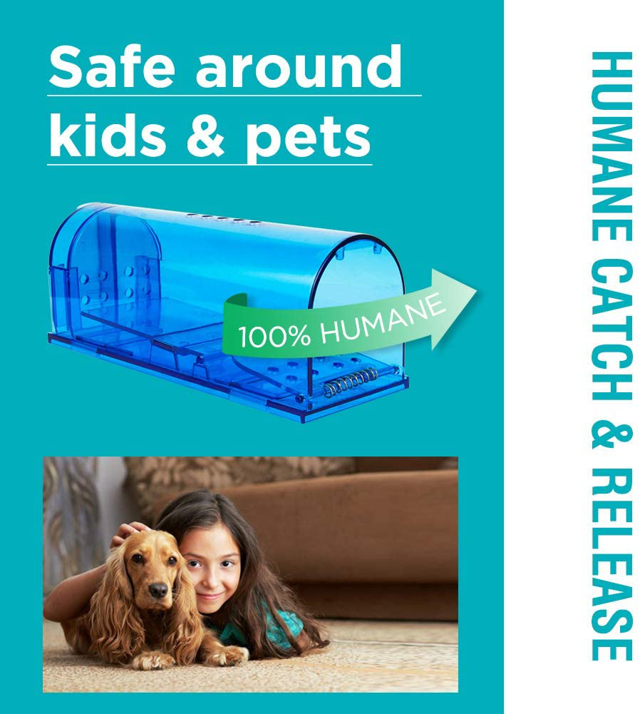 Humane Mouse Trap | 2 Pack Catch and Release Mouse Traps That Work | Mice Trap No Kill for mice/Rodent Pet Safe (Dog/Cat) Best Indoor/Outdoor Mousetrap Catcher Non Killer Small Mole Capture Cage