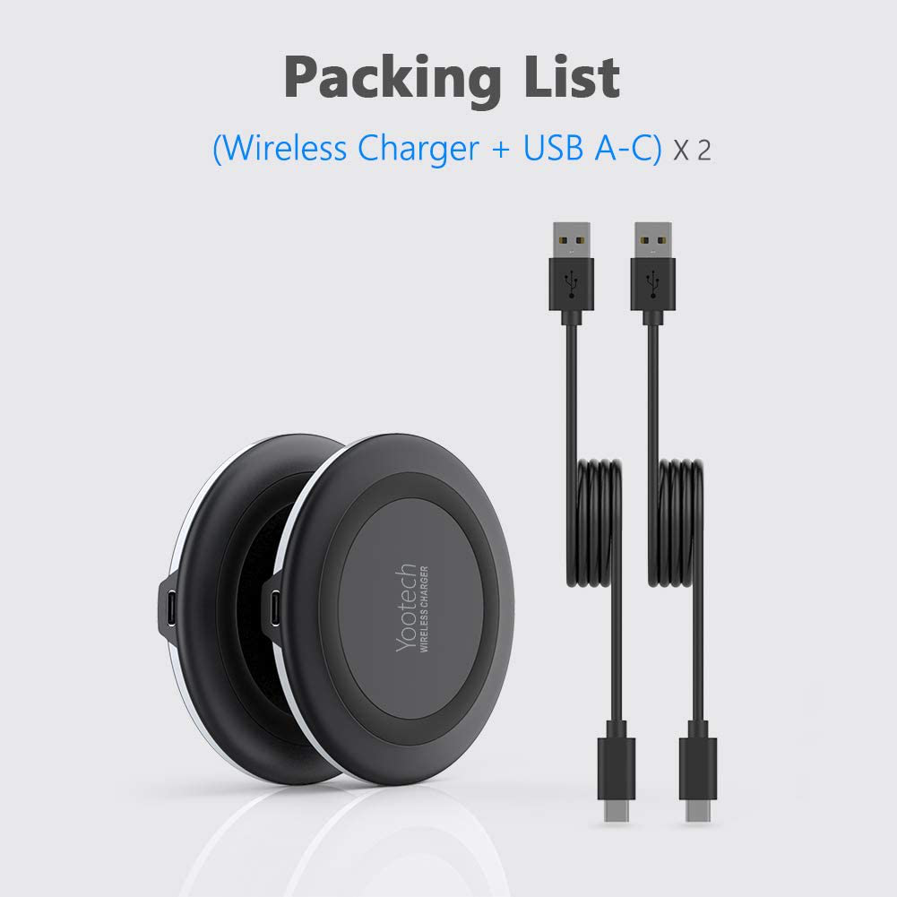 2 Pack Wireless Charger Qi-Certified 10W Max Fast Wireless Charging Pad 