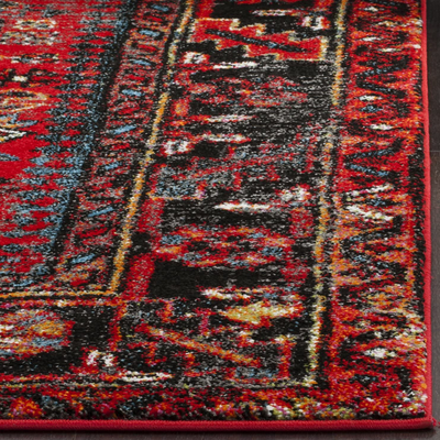 Safavieh Vintage Hamadan Collection VTH211M Oriental Traditional Persian Non-Shedding Living Room Bedroom Accent Area Rug, 4' x 6', Light Blue / Black