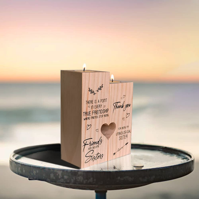 Best Friend Birthday Gifts for Women-to My Bestie Candle Holder- Thank You for Being My Unbiological Sister Women Girls Friends Personalized Gifts Friendship Birthday Wooden Candle Holder