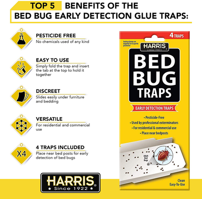 Harris Bed Bug Traps for Early Detection & Monitoring, 4 Pack