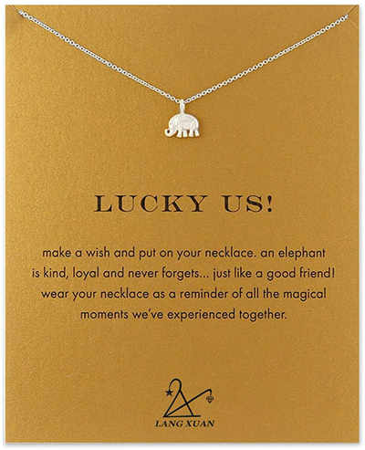 LANG XUAN Friendship Compass Necklace Good Luck Butterfly Pendant Chain Necklace with Message Card Gift Card for Women Girl