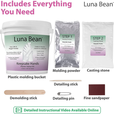 Luna Bean Keepsake Hands Casting Kit | DIY Plaster Statue Molding Kit | Hand Holding Craft for Couples, Adult & Child, Wedding, Friends, Anniversary