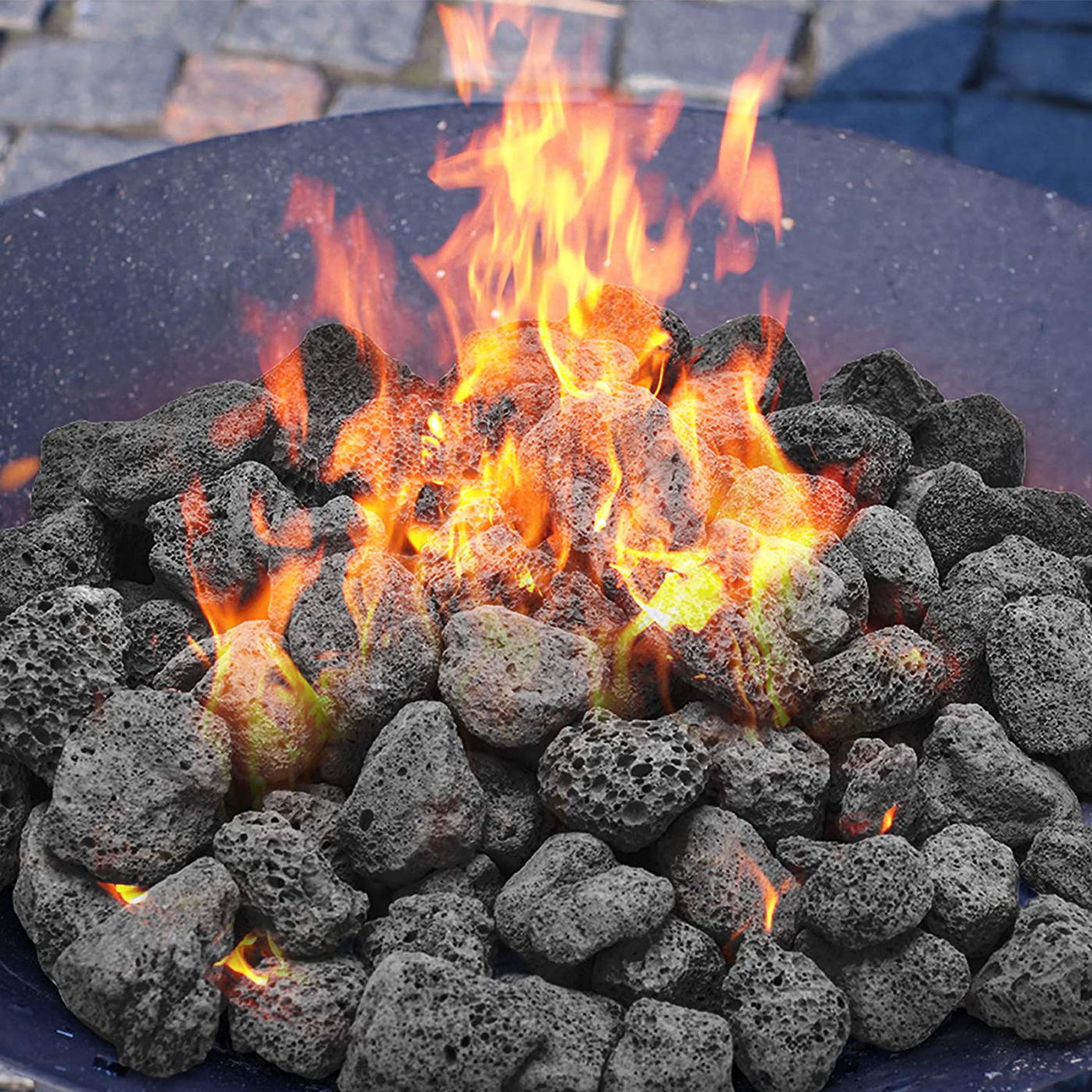 Skyflame 10LB Natural Lava Rocks for Fire Pits, Fire Tables, Fireplaces, Garden Landscaping Decoration, Indoor and Outdoor Use, 3"-5" Sizes, Black