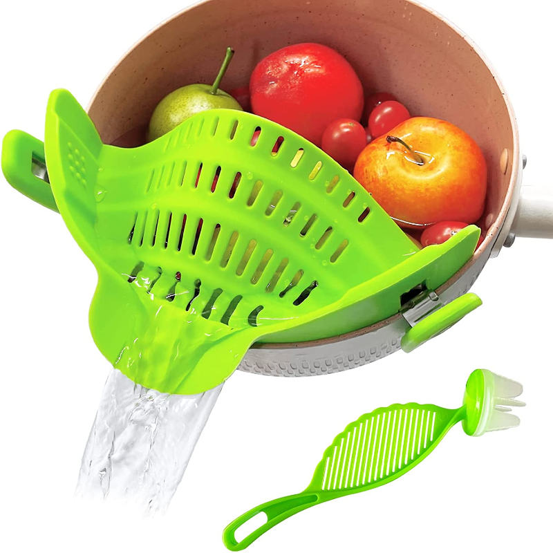 Large Size Clip-On Strainer Silicone Food Heat Resistant Hands-Free