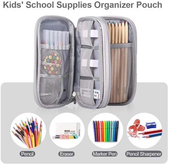 DDgro Electronics Travel Organizer, Waterproof Tech Accessories Pouch Bag for Keeping Certificates/Charger/Power Bank/Cables/Mouse/Earphone/Students’ stationeries Organized (Light Gray)