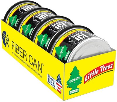Little Trees Car Air Freshener | Fiber Can Provides a Long-Lasting Scent for Auto or Home | Adjustable Lid for Desired Strength | Black Ice, 4-Pack