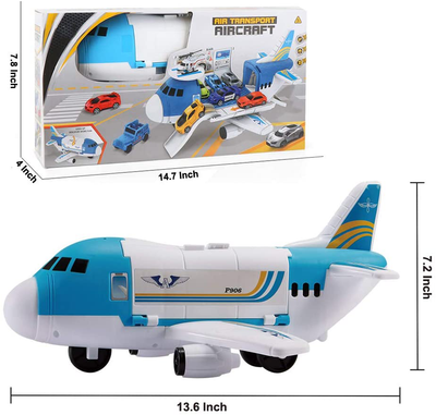 Tuko Transport Cargo Airplane Car Toy Play Set for 3+ Years Old Boys and Girls(Yellow)