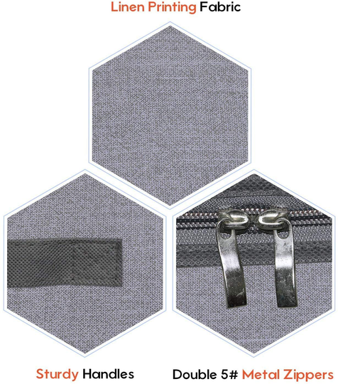 Onlyeasy Foldable Underbed Bags - 2 Pack Blankets Clothes Comforters Storage Bag Breathable Zippered Organizer for Bedroom with Clear Window and 4 Handles, 39.4x19.7x5.9 in, Linen-like Grey, MXDUBBP2