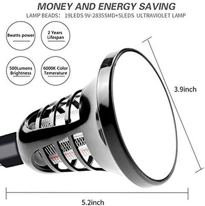 Bug Zapper 2020 Upgraded USB Plug-in Light Bulb, 2 in 1 Electronic Insect Fly Killer UV Lamp, Pest Control, with Power Adapter and 6.6ft/2m Wire, The Light Bulb with Trap, for Home Indoor and Outdoor