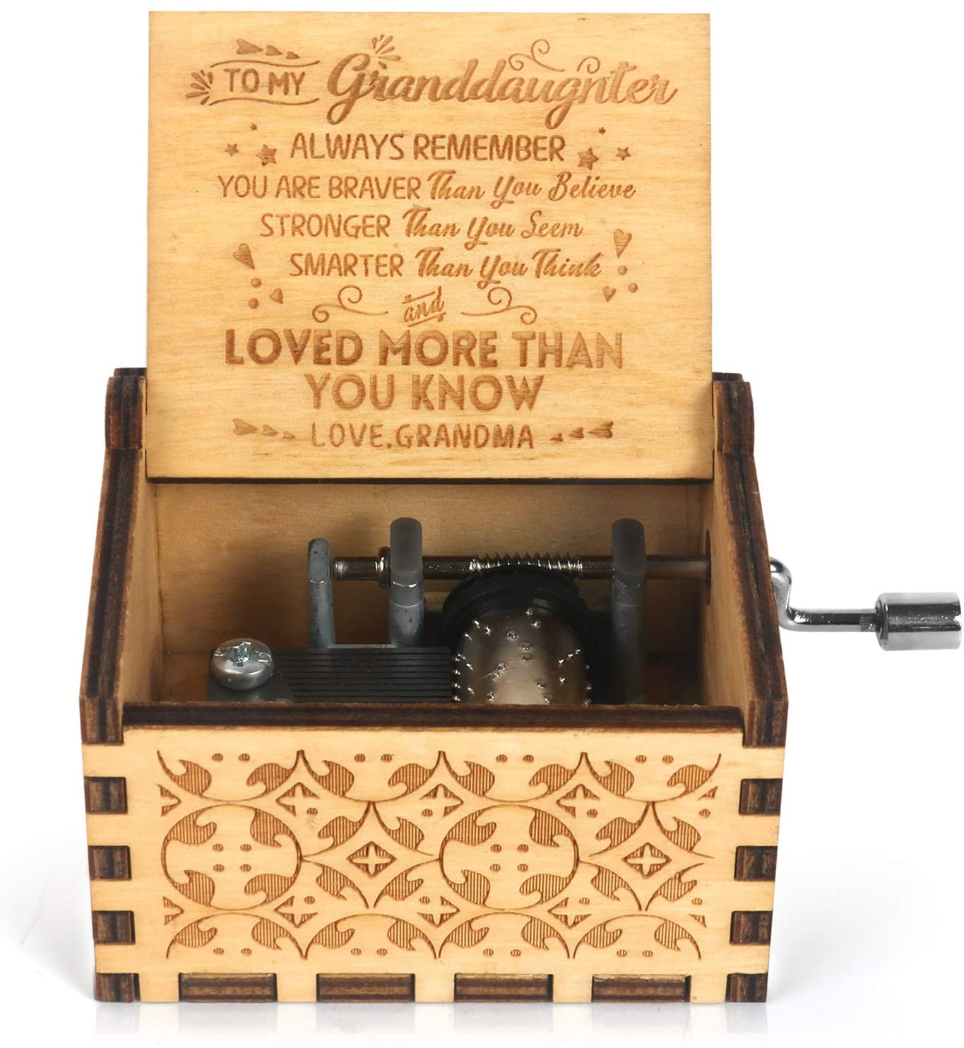 Engraved Music Box Hand Crank Musical Box