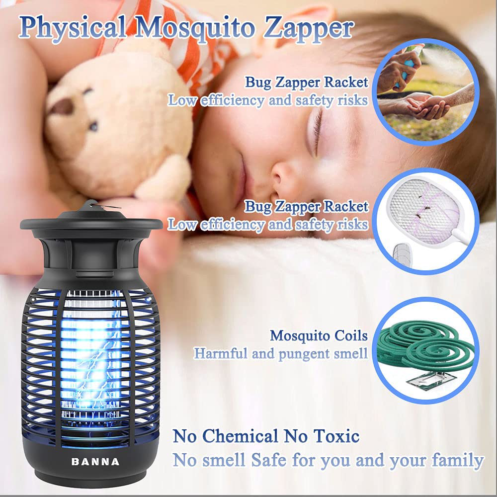 BANNA Bug Zapper,2 in 1 Mosquito Zapper for Outdoor & Indoor,High Powered Waterproof Mosquito Killer ,4200V Electronic Mosquito Lamp for Home, Backyard, Patio