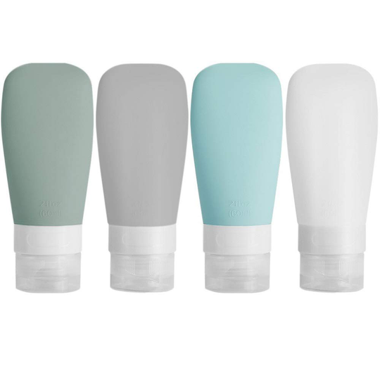 Silicone Travel Bottles, Vonpri Leak Proof Squeezable Refillable Travel Accessories Toiletries Containers Travel Size Cosmetic Tube for Shampoo Lotion Soap Liquids (2oz 4pack)