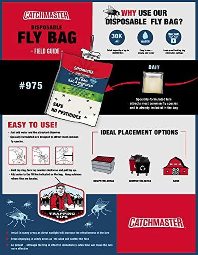 Catchmaster X-Large Outdoor Disposable Fly Bag Trap - Bulk Pack of 2 Fly Bags