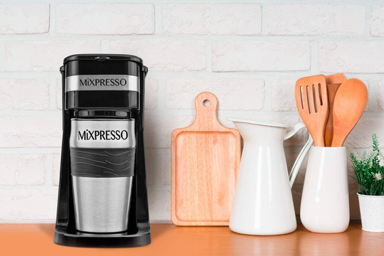 Ultimate 2-In-1 Single Cup Coffee Maker & 14oz Travel Mug Combo | Portable & Lightweight Personal Drip Coffee Brewer & Tumbler Advanced Auto Shut Off Function & Reusable Eco-Friendly Filter (Lavender)