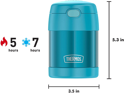 THERMOS FUNTAINER 10 Ounce Stainless Steel Vacuum Insulated Kids Food Jar with Folding Spoon, Teal