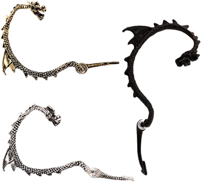 Retro Dragon Ear Stud Vintage Gothic Punk Temptation Metal Dragon Climbers Crawler Jacket Earring Right Ear Fashion Animal Stud Earring for Women Girl Gift Party Halloween Jewelry