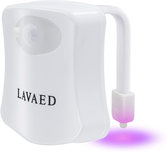 LAVAED Motion Sensor Toilet Night Light Home Toilet Light Bathroom Body Motion Sensor Toilet Bowl Seat Light Lamp 8-Color Changes (1 Pack)