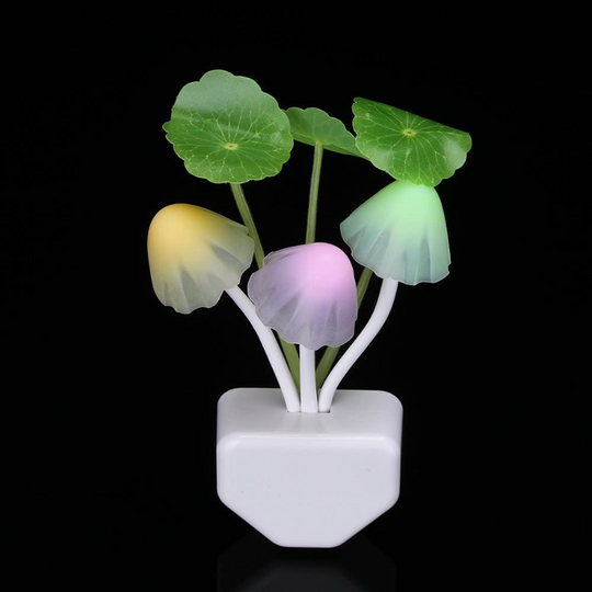 Sensor Led Night Light, Color Changing Plug-in LED Mushroom Dream Bed Lamp