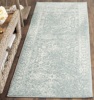 Safavieh Adirondack Collection ADR109T Oriental Distressed Non-Shedding Stain Resistant Living Room Bedroom Runner, 2'6" x 14' , Slate / Ivory