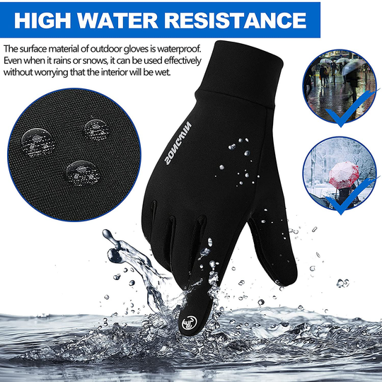 Thermal Black Warm Gloves for Men Women Waterproof Touchscreen Non-Slip Gloves